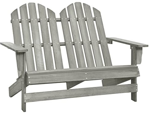 Leepesx 2-Sitzer Adirondack-Gartenbank, Holzbank, Garten Bank, Outer Banks, Friesenbank, Gartenmöbel, Parkbank, Sitzbank, Bänke & Eckbankgruppen, Massivholz Tanne Grau