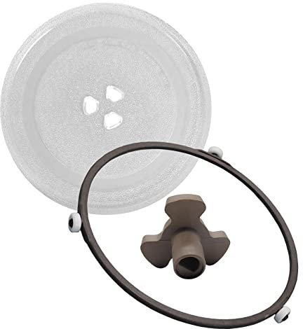 WORDFUN Mikrowellenteller, Mikrowelle Plattenspieler, 24.5/25.5/27/31.5cm Ersatz Teller Glasplatte, Glasteller Für Mikrowelle, Mikrowellenzubehör, Glass Drehscheibe, Mit 3 Fixierern