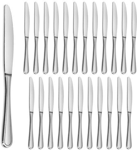 Gifcomda Coltelli da tavola, coltello da burro in acciaio inox 24 pezzi (22,7 cm, 8,94 pollici), coltello da colazione/coltello da burro, ristorante, festa, lavabile in lavastoviglie