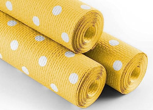 BIANCHERIAWEB Rotolo Tovaglia A Pois per Feste Antistrappo 100% Carta Made Italy 5mtx1,20mt 5 Metri Giallo