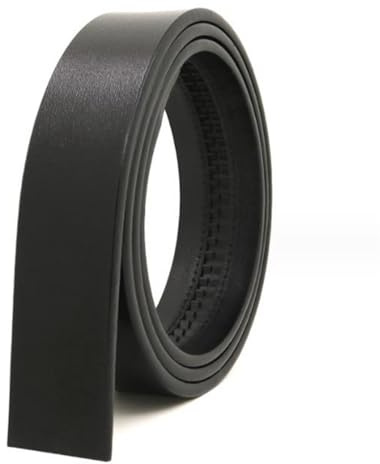 Yorggvel herrbälte utan spänne, spärrhake automatiskt bälte äkta läder för män, bredd 3,5 cm, svart, Länge 120cm