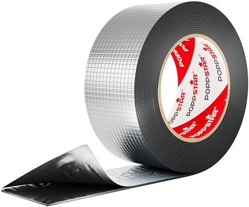 Poppstar Alu-Butylband (5m x 50mm x 1,2mm) Super wasserdichtes Klebeband für Außen - Butyl Dichtband für Wohnmobil, Dachrinnen-Reparaturband uvm.