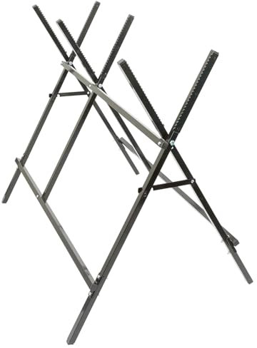 Harbour Housewares Iron Saw Horse - Black - Garden Folding Saw Horse Work Bench Folding Workbench Stand Cutting Wood Holder Lightweight Log Splitter Sawhorse for Logs, Wood, Sawing