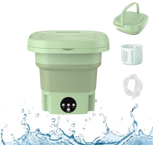Minilavadoras Portatiles ， Mini Lavadora Portatil 8L con 3 Modos De Limpieza Profunda,con Blu-Ray Minilavadoras Portatiles para Ropa Interior de Bebé Calcetines,Green
