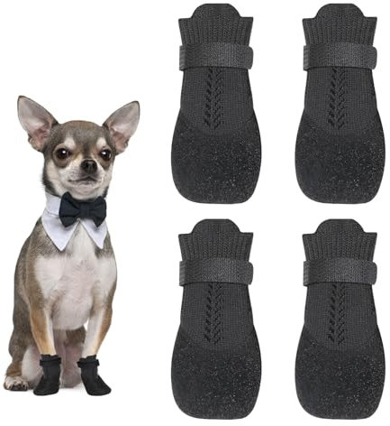 4 Stück Hundeschuhe Pfotenschutz Hunde Schuhe Outdoor atmungsaktiv Hundeschuhe Hundesocken Anti Rutsch für Füße mit Einer Breite von ca. 3,7 cm S