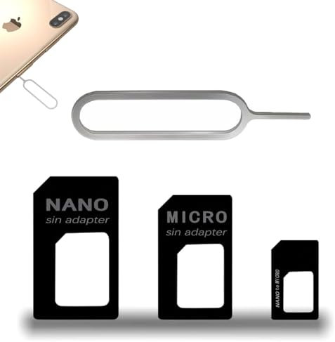 3-in-1 Simkarten Adapter Kit, Nano und Micro SIM Karte Adapter, SIM Adapter mit Eject Pin für Handy-Nutzung.