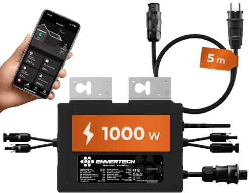 Solarway All In One Envertech Mikro-Wechselrichter 1000W Set inkl. 5m Kabel - Wechselrichter Balkonkraftwerk 800W-1000W für 2 PV Module - Black CASE - App & WiFi & Bluetooth
