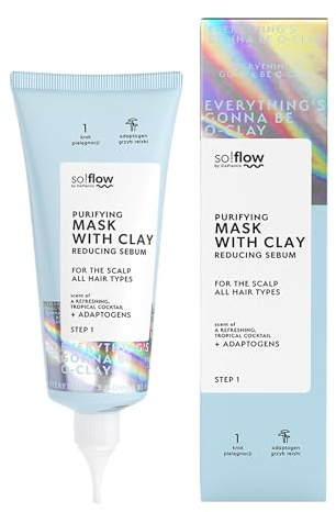 Purifying Clay Scalp Mask - Cleansing Treatment For Oily Scalp - Clay Hair Mask Infused With Rosemary & Tea Tree Oil - Refreshing Tropical Cocktail Fragrance - Nourishing & Cleansing