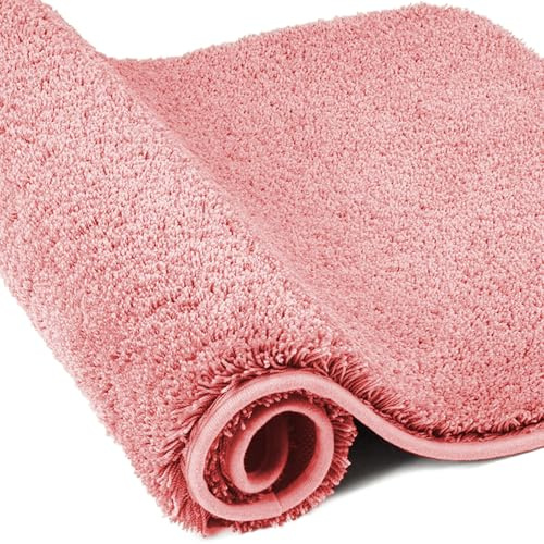 wyewye Alfombrilla de baño de microfibra, alfombra de baño de 2 cm, súper absorbente, alfombra de baño súper absorbente, 60 x 90 cm, color rosa