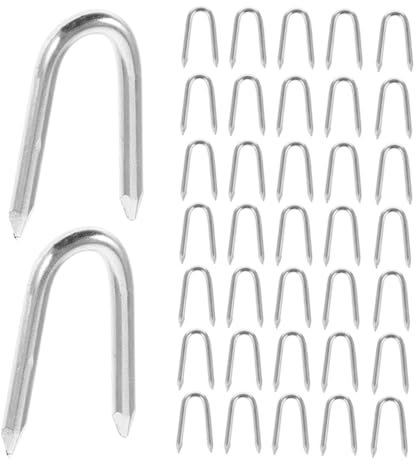 ABOOFAN 200piezas Clavos Para u Forma Clips Metálicos Para Fijación Uso Malla De Alambre y Postes Metálicos Para De Granjas