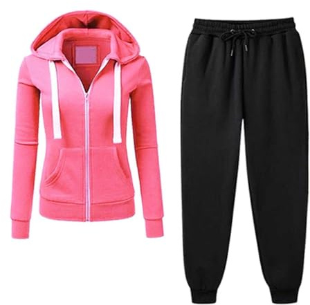 MJGkhiy Tuta Donna Sportiva Completa Invernale 2 Pezzi Felpe con Zip e Cappuccio + Pantalone Tuta Jogging Tute da Ginnastica Curvy Tinta Unita Completo Sportivi Cotone Casual Completi Tracksuit