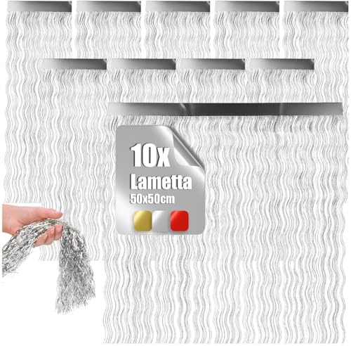 com-four® 10x Espumillón – guirnaldas Plateadas 50 cm – Decoración navideña Brillante – Adornos Festivos para árbol de Navidad y Celebraciones