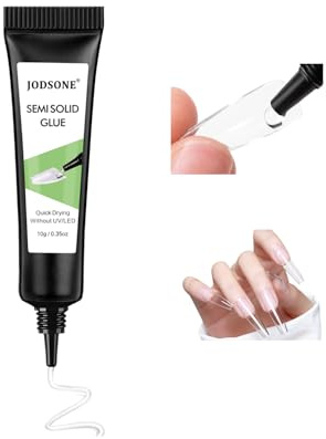 JODSONE Colle semi-solide pour faux ongles, nouvelle formule améliorée, séchage rapide, 10 g, pour capsules et faux ongles en acrylique, salon de beauté, bricolage à domicile, sans lampe U V
