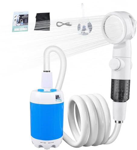 Ducha Portátil Eléctrica para Exteriores, Bomba de Agua con 4000mAh Recargable por USB, 3 Modos (Lluvia/Pulso/Mixto), para Camping, Playa, Jardín y Lavado de Coche