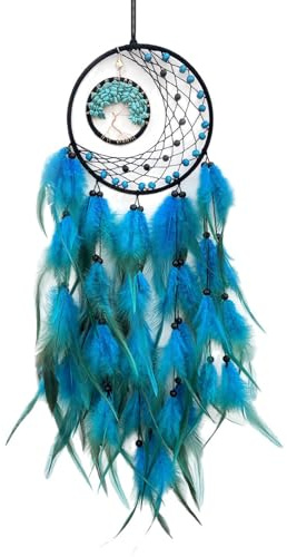 BSITSSS Acchiappasogni Piume Decorative, Blu Dream Catcher, Acchiappasogni con Piuma Appendere Decorazione per Casa Camera Parete Appeso Ornamento Artigianato Regalo Festa