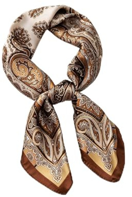 ERQUET Satin Head Scarf, 27.5 Inches Brown Bandana, Versatile Satin Head Scarf, Fashion Pirate Heads Scarfs, for Hair Wrapping Daily Use and Special Occasions