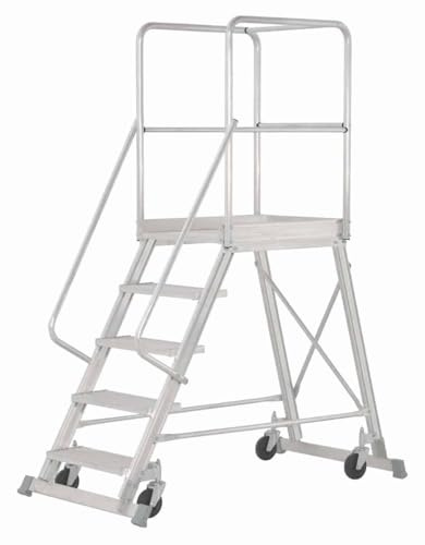 Hymer Podesttreppe fahrbar, einseitig begehbar, Podestgröße 600x800 mm, Stufenanzahl 7, Standhöhe 1700 mm, Gewicht 44,5 kg