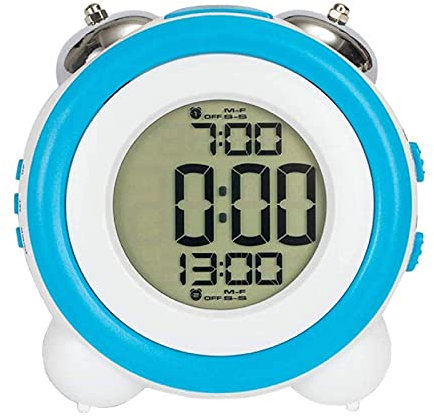 XLKJ Sveglia Digitale con Doppia Campana,Elettronica Orologio da Comodino con Luce Notturna