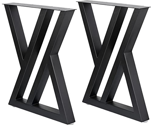 DorBuphan Table Legs Metal 2 PCS, Black Steel Table Legs 28 H x 24 W, Heavy Duty and Stable for DIY Tables, Desks, and Bench