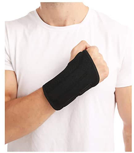 HMCEY Bandage Poignet avec Maintien, Support Poignet Réglable et Respirant, Stabilisation Confortable pour Sport, Travail et Usage Quotidien (Droite,Noir,S)