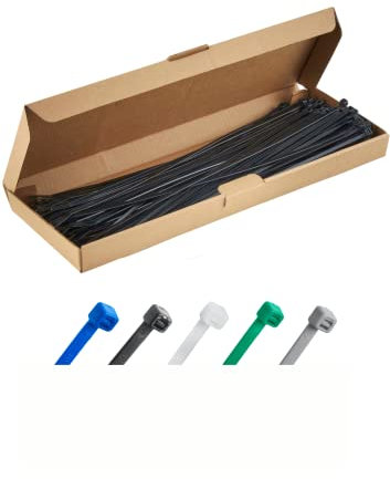 Haus Projekt Black 300x3.6mm Cable Ties Heavy Duty, 100pcs Premium Industrial Multi-Purpose Plastic Zip Tie Wraps, Indoor and Outdoor Use, Cable Management Wires, Office, Zip Ties Black Plastic Ties