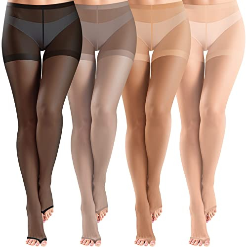 Bencailor 4 Pcs Ripped Tights disposable Gothic Stocking Women Fishnet Pantyhose ripped leggings for women(Nylon,Classic)
