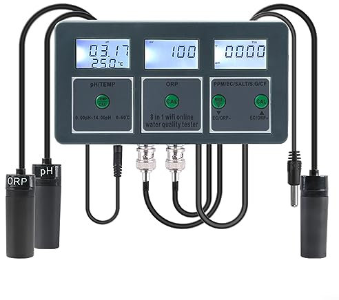 HpLive Digital für Tuya WiFi WiFi Temperaturmessgerät, Wasserqualität Tester， PH, SALT, ORP, TDS,S.G, CF, TEMP,EC Messgerät, für Wasser, Aquarium, Teich, Pool