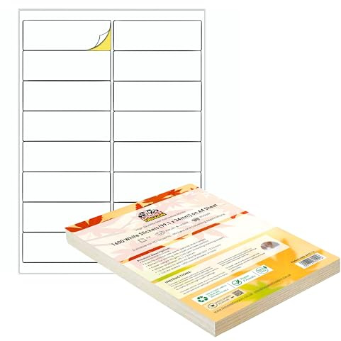 Double Dragon, 100 Sheets Pack A4 Self Adhesive Address Labels Sticker Paper, 16 Labels Per Sheet, 100 Sheets, 99.1 x 34mm (1600 Labels)