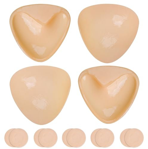 Pipihome Sticky Push Up Bra, 2 Pairs Double-Sided Women's Adhesive Boost Cups Stick on Bra Pads Inserts, Triangle Silicone Chicken Fillet Inserts for Women Girls Any Cup Cover