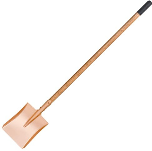 WEDO Pala cuadrada plana sin chispas con hoja recta, pala de transferencia, mango de madera de 48 pulgadas de largo con funda antideslizante, pala de excavación, cobre berilio, no magnética, estándar
