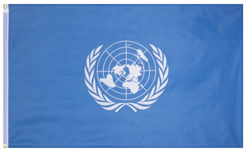 MUWO Flagge Around the World 90 x 150 cm - 100% Polyester, verstärktes Besatzband, doppelter Saum, hohe Reißfestigkeit, zwei Metallösen zur Befestigung - langlebige Qualität (Vereinte Nationen)