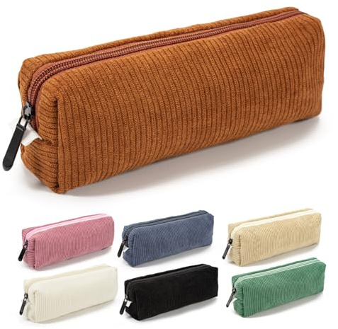 Zouwel Étuis à Crayons, Trousses à Crayons, Pochettes à Crayons en Tissu Corde pour École, pour Garçons et Filles, Esthétique Ado, Articles pour l'École, Université et Bureau (Marron)