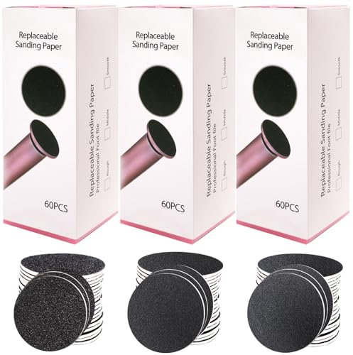 Windspeed 180 discos de papel de lija de repuesto para limas de pies y eléctricas, grano 80/100/180, almohadilla de repuesto