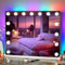 FENCHILIN Hollywood Mirror with RGB Backlit 15 LED Vanity Mirror with Lights 3 Lighting Modes Dynamic RGB Backlit Hollywood Vanity Makeup Mirror with Lights Shatterproof for Dressing Table 58x46cm