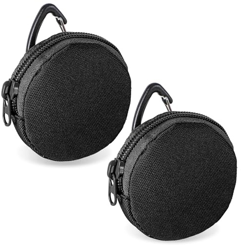 AOZUO Lot de 2 Sacs à friandises pour Chien, Petit Sac à friandises pour Chien avec Mousqueton, Sac de dressage Noir avec Fermeture éclair, pour Voyage, Promenade, dressage d'animaux