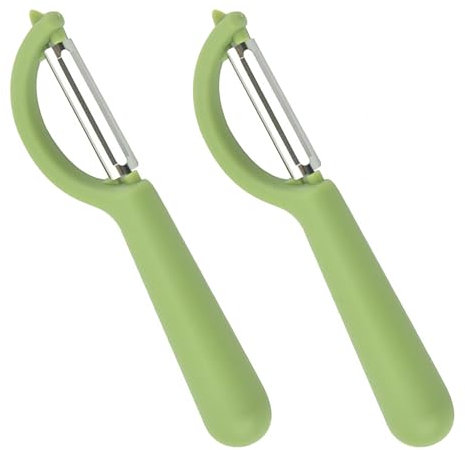 peiqiup Sbucciatore Universale (2 Pezzi), 2 Pelapatate a Forma di P in Acciaio Inossidabile, Pela Verdure con Manico Antiscivolo, Lama in Acciaio Inossidabile, per Verdure Frutta Carote, Verde