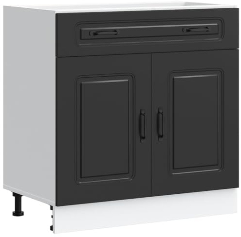 vidaXL Kitchen Base Cabinet Kalmar Black Engineered Wood, sink base cabinet, base kitchen cabinet with drawer, sink base unit