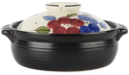 XYUERU Japanese Donabe Ceramic Casserole Dish, Hot Pot Bowl Non-Stick Pot Casserole Pot With Lid Rice Cooker Handmade Sakura Simmering And Slow Braising for Steaming(2.5L)