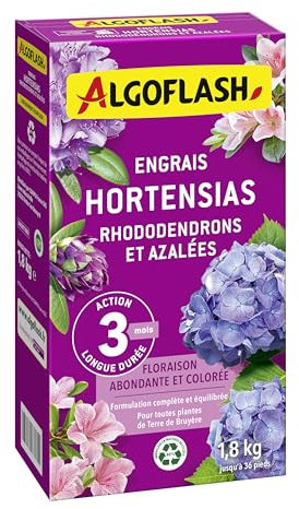 Algoflash Engrais Hortensias, Rhododendrons, Azalées, Action prolongée - 1,8 kg