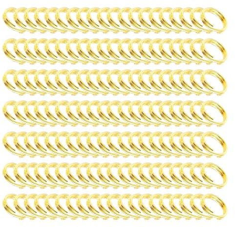 HUAZIZ Lot de 200 porte-clés doubles boucles de 20 mm, connecteurs pour bijoux, bracelets, petites bagues en métal, boucles d'oreilles, artisanat (doré)
