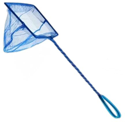Épuisette Fine Maille - Filet 10 cm Maille Fine Ultra-Douce – Manche 25 cm – Idéale pour Poissons Fragiles et Crevettes – Nylon Résistant (Bleu)