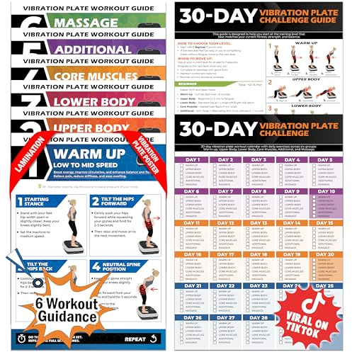 POCAZONE Vibration Plate Workout Poster, Full-Body Exercises + 30-Day Personalized Plan, Beginner to Advanced Guidance, Fits All Vibration Machines, Home Fitness & Recovery