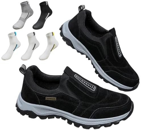 Scarpe ortopediche da uomo, con supporto per arco plantare, leggere, per attività all'aperto, escursionismo, lavoro, Nero , 47 1/3 EU