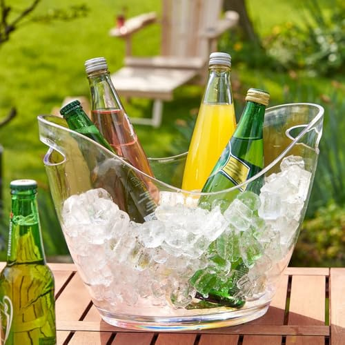Secchiello per il ghiaccio in PET trasparente, 4 l/8 l/12 l, perfetto refrigeratore per vino, champagne, birra, ideale per feste ed eventi, soluzione di archiviazione dal design elegante
