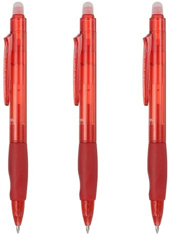 PATIKIL 3Pcs Erasable Gel Pens, 0.5mm Retractable Fine Point Heat Erasable Marking Pen Smooth Writing Fabric Markers for Sewing Drawing Writing Planner, Red Ink