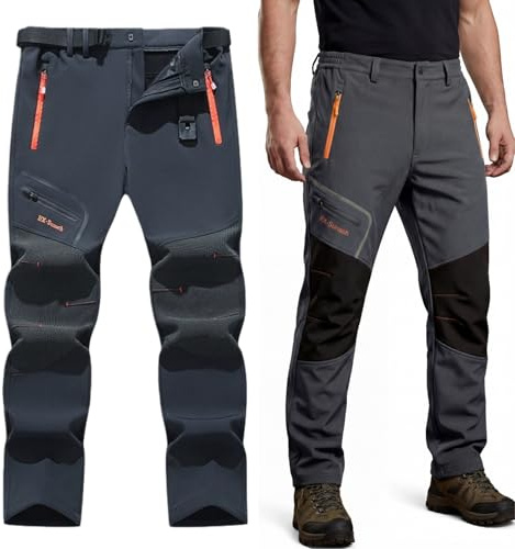 bergxperten segurva Pantalon Impermeable Hombre térmico Forro Polar Cortaviento Pantalones Trekking Trabajo montaña Senderismo Invierno elástico NYCO 4 Bolsillos Cremallera Aire Libre