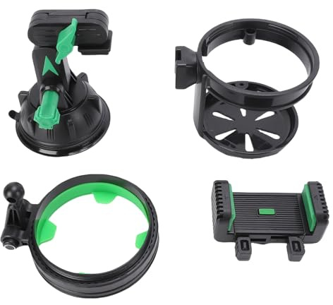 Horett Supporto Porta Telefono Auto Portabicchiere, Rotazione a 360° Adatto per Telefoni da 4-7.2 Pollici, per Escavatore, Gru, Furgone, Camion (Asta corta - Verde)