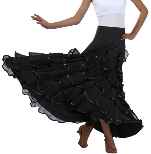 Sonnena Faldas de Baile Sevillanas Mujer con Volantes Amplios, Falda Flamenca Tradicional
