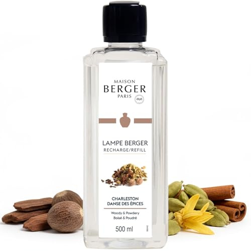 Maison Berger Charleston Lampe Berger Refill, 500 ml (16.9 fl oz), 2-in-1 Catalytic System, Neutralizes Odors and Diffuses Fragrance, Cardamom, Cinnamon, Teakwood, Made in France