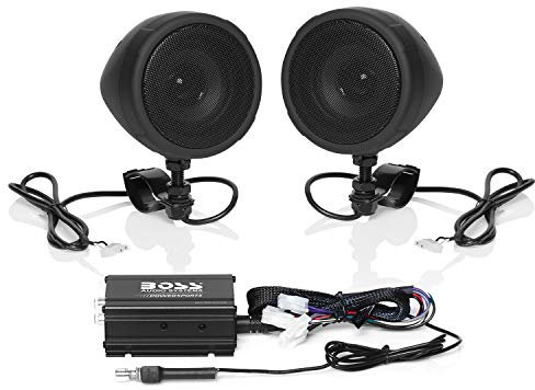 BOSS Audio Systems Sistema di Altoparlanti Bluetooth MCBK420B - Amplificatore Compatto di Classe D, Altoparlanti da 3 Pollici Resistenti alle intemperie, Ideale per l'uso con ATV/motociclette